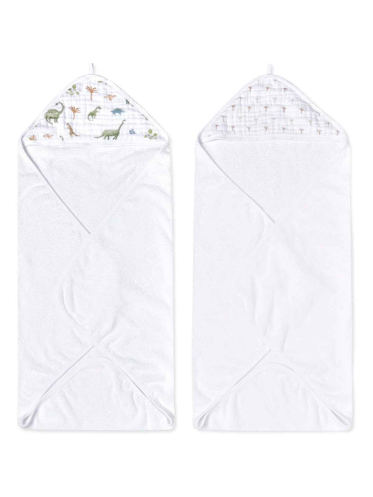 aden + anais White Essentials Dino Jungle Hooded 100% Cotton Towels 2 Pack
