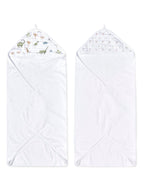 aden + anais White Essentials Dino Jungle Hooded 100% Cotton Towels 2 Pack