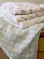 aden + anais White Essentials 100% Cotton Muslin Blanket Elephant Circus Muslins 4 Pack