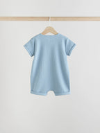 Blue Grandad Button Neck Baby Rompers 4 Pack