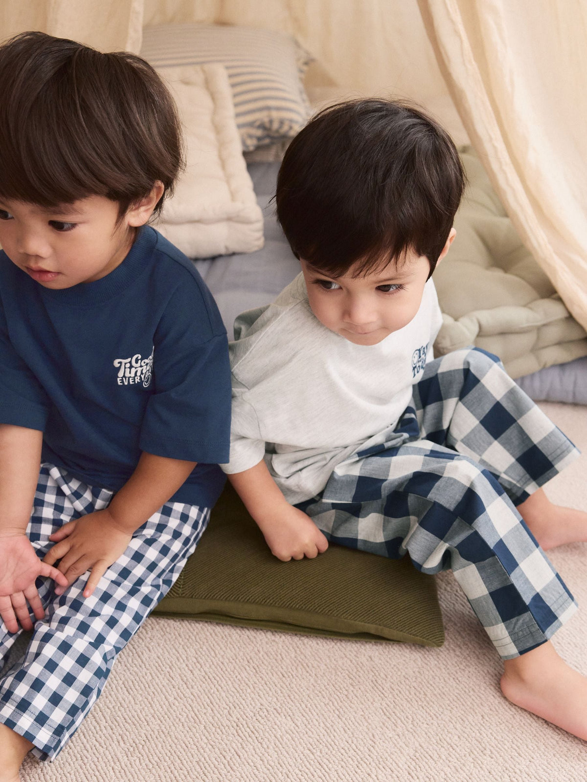 Blue/White Short Sleeve Long Pyjamas 2 Pack (9mths-12yrs)