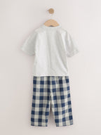 Blue/White Short Sleeve Long Pyjamas 2 Pack (9mths-12yrs)