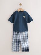 Blue/White Short Sleeve Long Pyjamas 2 Pack (9mths-12yrs)