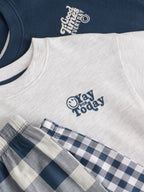 Blue/White Short Sleeve Long Pyjamas 2 Pack (9mths-12yrs)