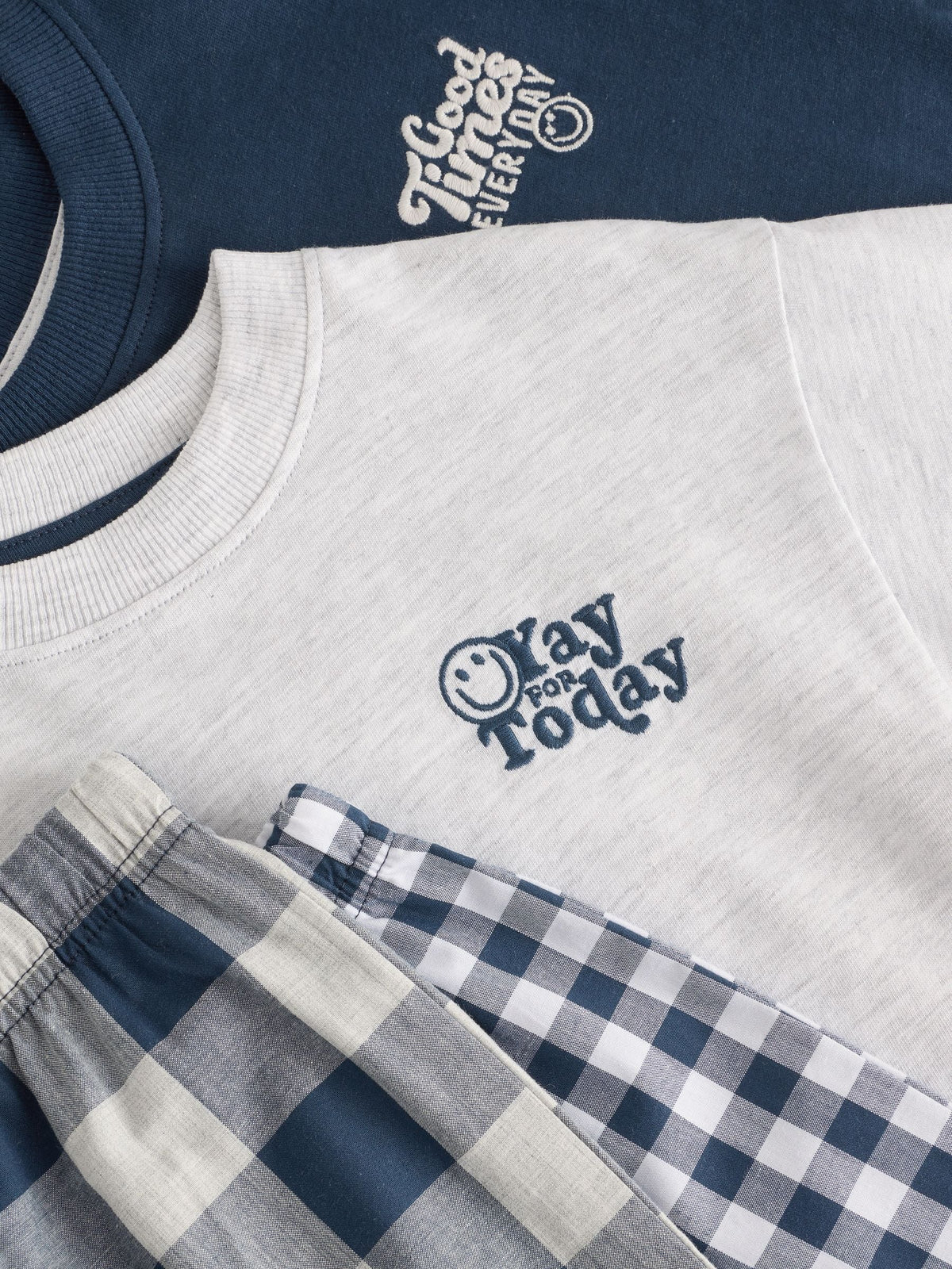 Blue/White Short Sleeve Long Pyjamas 2 Pack (9mths-12yrs)