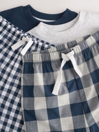 Blue/White Short Sleeve Long Pyjamas 2 Pack (9mths-12yrs)