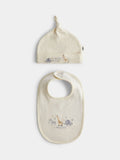 JoJo Maman Bébé Cream Safari Born in 2027 Hat & Bib Set