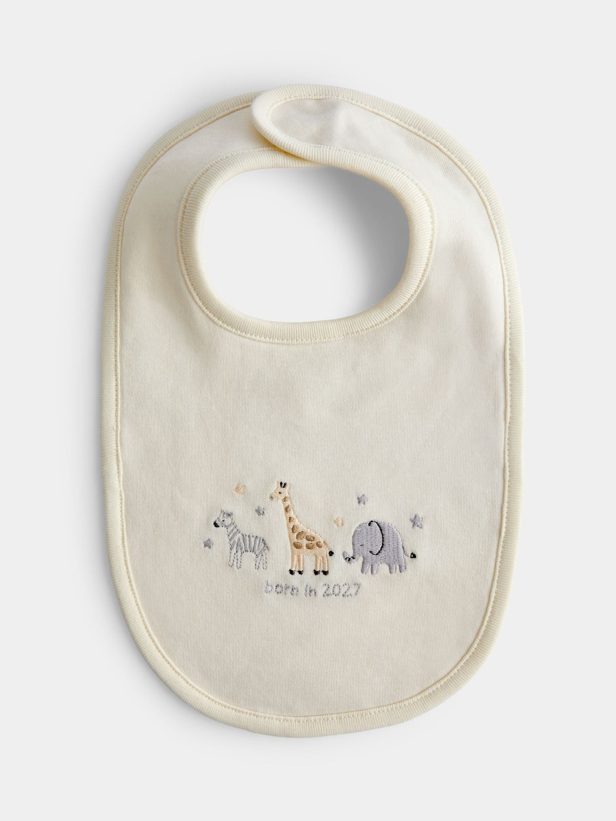 JoJo Maman Bébé Cream Safari Born in 2027 Hat & Bib Set