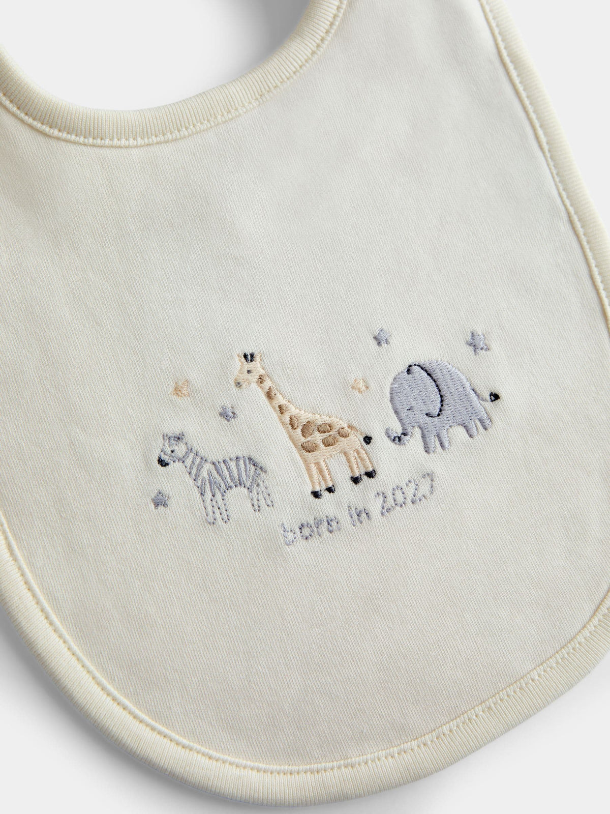 JoJo Maman Bébé Cream Safari Born in 2027 Hat & Bib Set