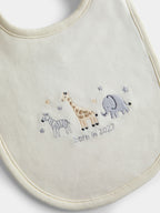 JoJo Maman Bébé Cream Safari Born in 2027 Hat & Bib Set