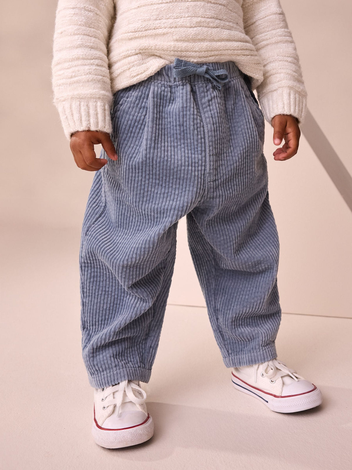 Light Blue Barrel Leg Textured Corduroy Pull On Trousers (3mths-7yrs)