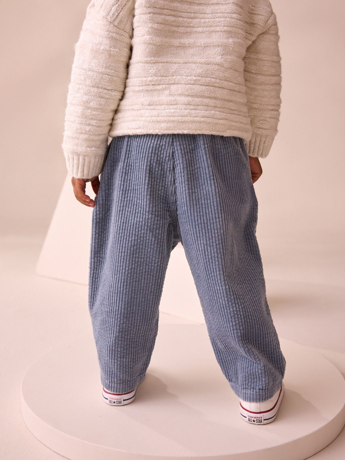 Light Blue Barrel Leg Textured Corduroy Pull On Trousers (3mths-7yrs)