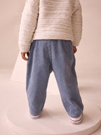 Light Blue Barrel Leg Textured Corduroy Pull On Trousers (3mths-7yrs)