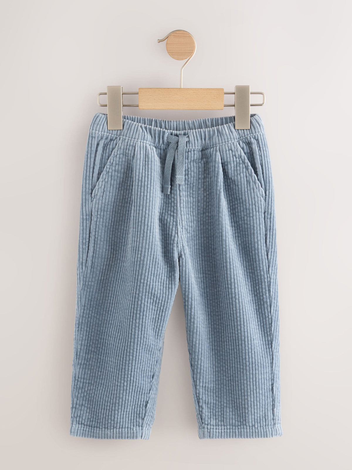 Light Blue Barrel Leg Textured Corduroy Pull On Trousers (3mths-7yrs)