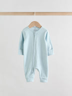 Blue Two Way Zip Footless Baby Sleepsuits 3 Pack (0-3yrs)