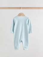 Blue Two Way Zip Footless Baby Sleepsuits 3 Pack (0-3yrs)