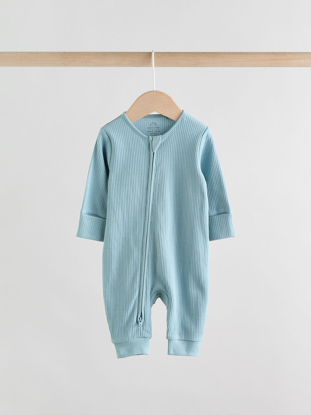 Blue Two Way Zip Footless Baby Sleepsuits 3 Pack (0-3yrs)