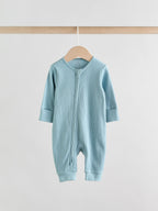 Blue Two Way Zip Footless Baby Sleepsuits 3 Pack (0-3yrs)