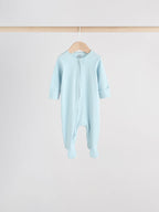 Blue 5 Pack Baby Two Way Zip Sleepsuits (0-2yrs)