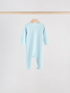 Blue 5 Pack Baby Two Way Zip Sleepsuits (0-2yrs)