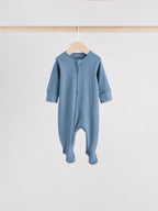Blue 5 Pack Baby Two Way Zip Sleepsuits (0-2yrs)