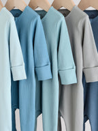 Blue 5 Pack Baby Two Way Zip Sleepsuits (0-2yrs)