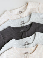 Neutral 5 Pack Two Way Zip Footed Baby Sleepsuits (0-2yrs)