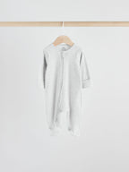 Neutral 5 Pack Two Way Zip Footed Baby Sleepsuits (0-2yrs)