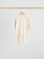 Neutral 5 Pack Two Way Zip Footed Baby Sleepsuits (0-2yrs)