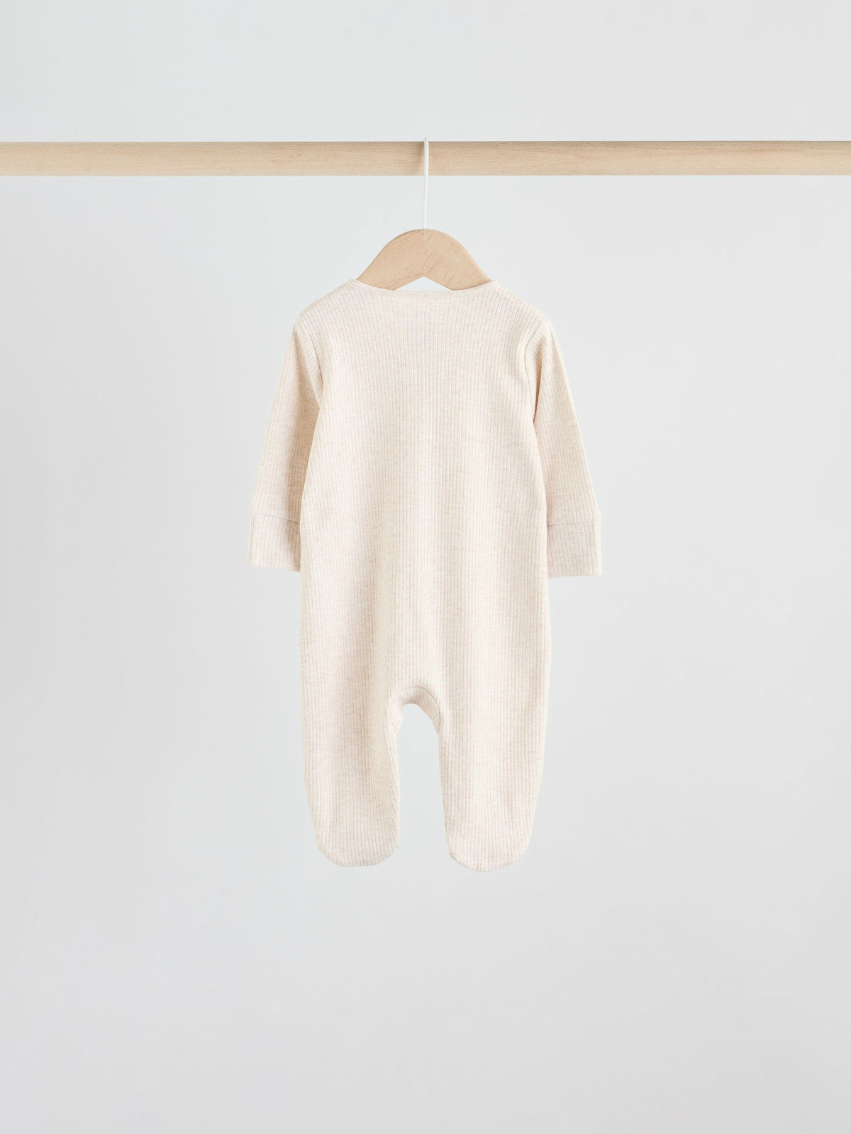 Neutral 5 Pack Two Way Zip Footed Baby Sleepsuits (0-2yrs)