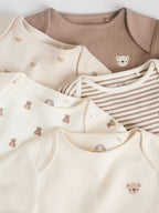 Neutral Bear Baby Long Sleeve Bodysuits 5 Pack