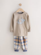 Olive Green/Stone/Ecru Animal Check Woven Bottom Pyjamas 3 Pack (9mths-12yrs)