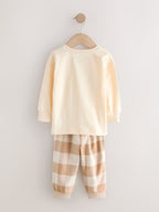 Olive Green/Stone/Ecru Animal Check Woven Bottom Pyjamas 3 Pack (9mths-12yrs)