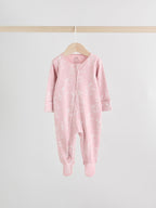 Pink Bunny Two Way Zip Baby Sleepsuits 3 Pack (0mths-2yrs)