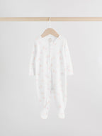 Pink Bunny Two Way Zip Baby Sleepsuits 3 Pack (0mths-2yrs)
