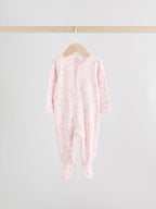 Pink Bunny Two Way Zip Baby Sleepsuits 3 Pack (0mths-2yrs)