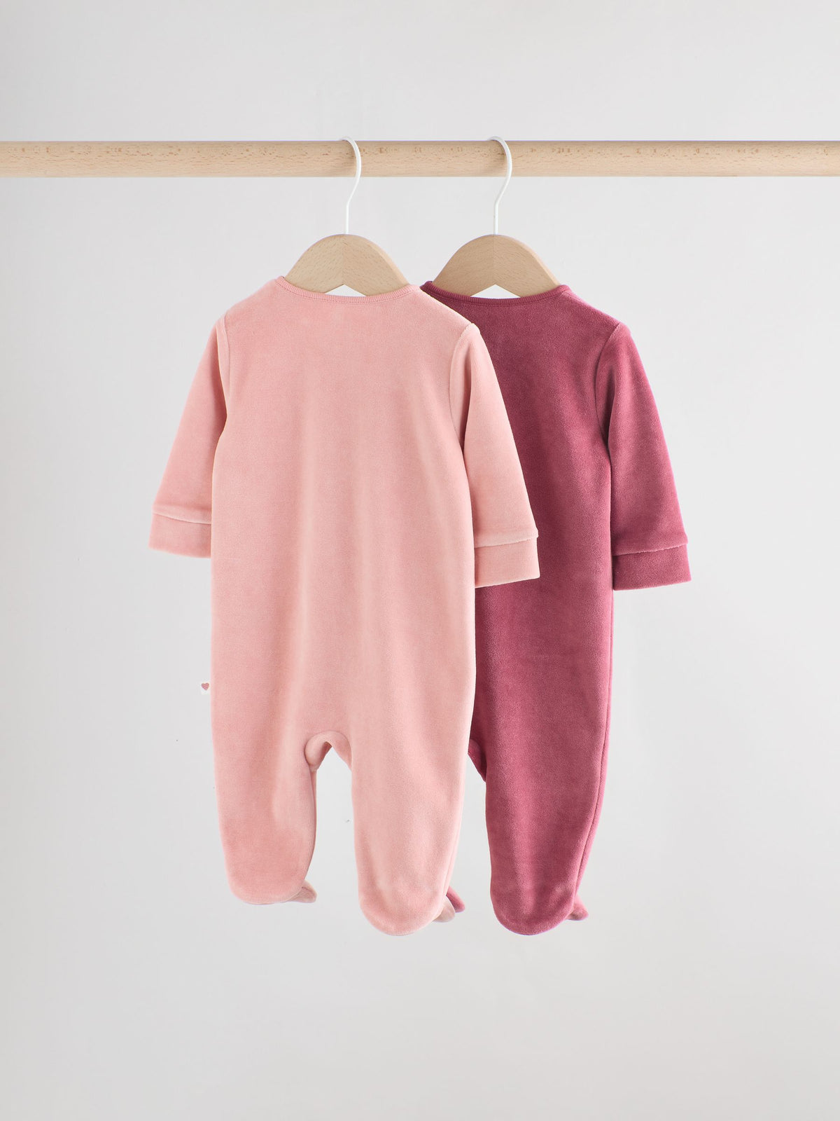 Pink Velour Baby Sleepsuits 2 Pack