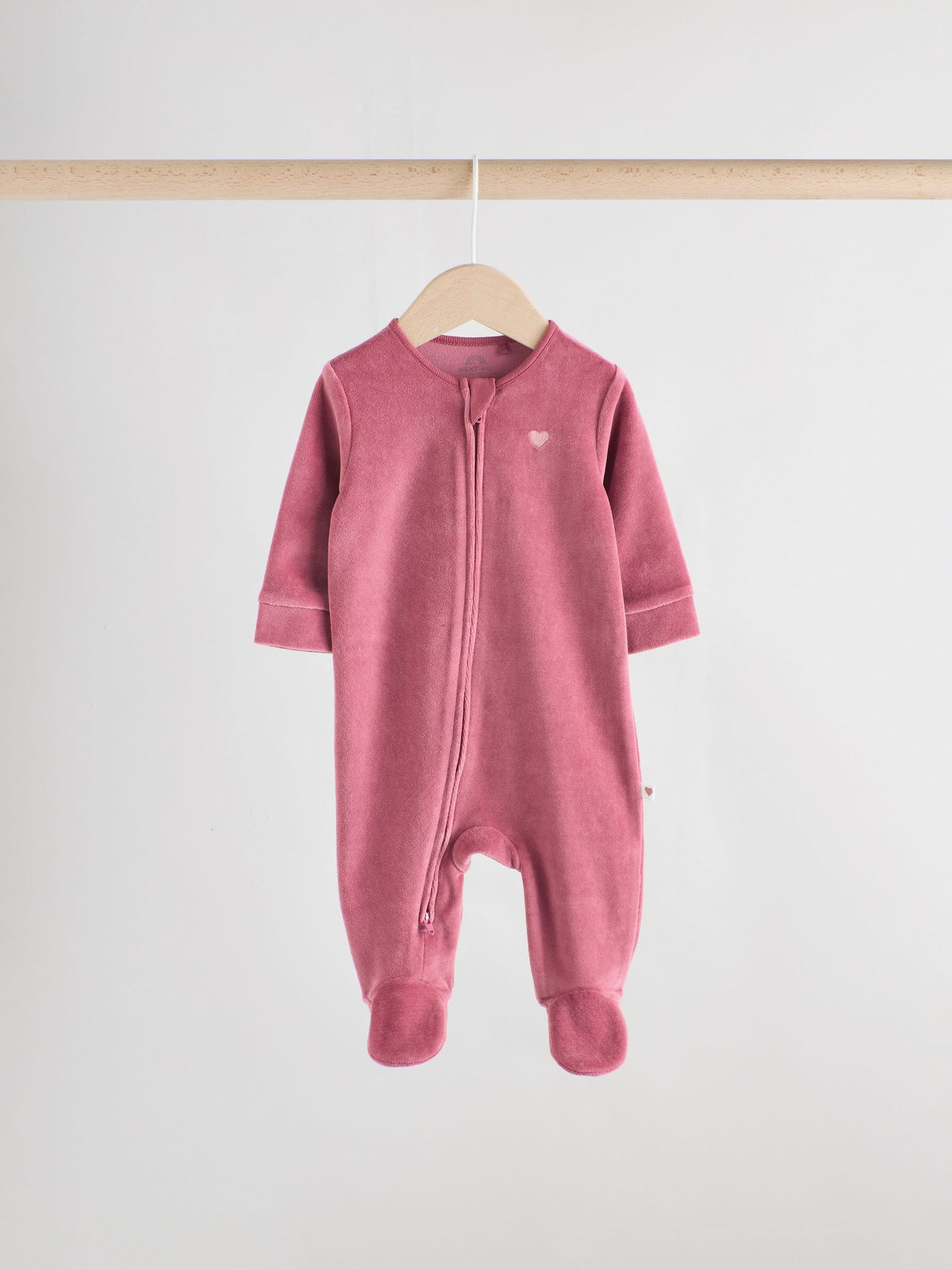 Pink Velour Baby Sleepsuits 2 Pack