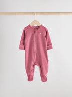 Pink Velour Baby Sleepsuits 2 Pack