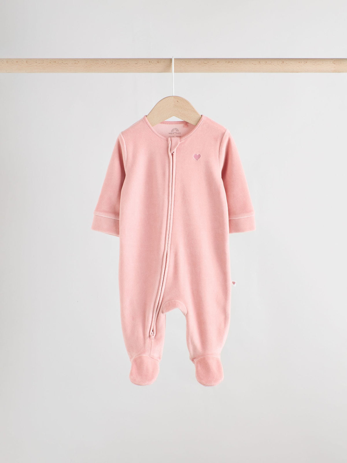 Pink Velour Baby Sleepsuits 2 Pack