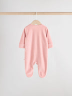Pink Velour Baby Sleepsuits 2 Pack