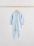 Blue Two Way Zip Baby Sleepsuits 3 Pack (0-2yrs)