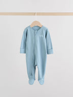 Blue Two Way Zip Baby Sleepsuits 3 Pack (0-2yrs)