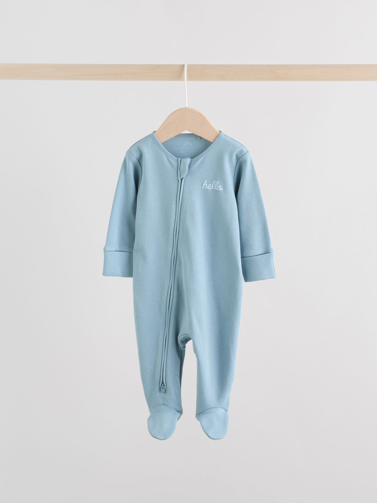 Blue Two Way Zip Baby Sleepsuits 3 Pack (0-2yrs)