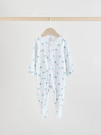 Blue Baby Linear Elephant Sleepsuits 3 Pack (0-2yrs)