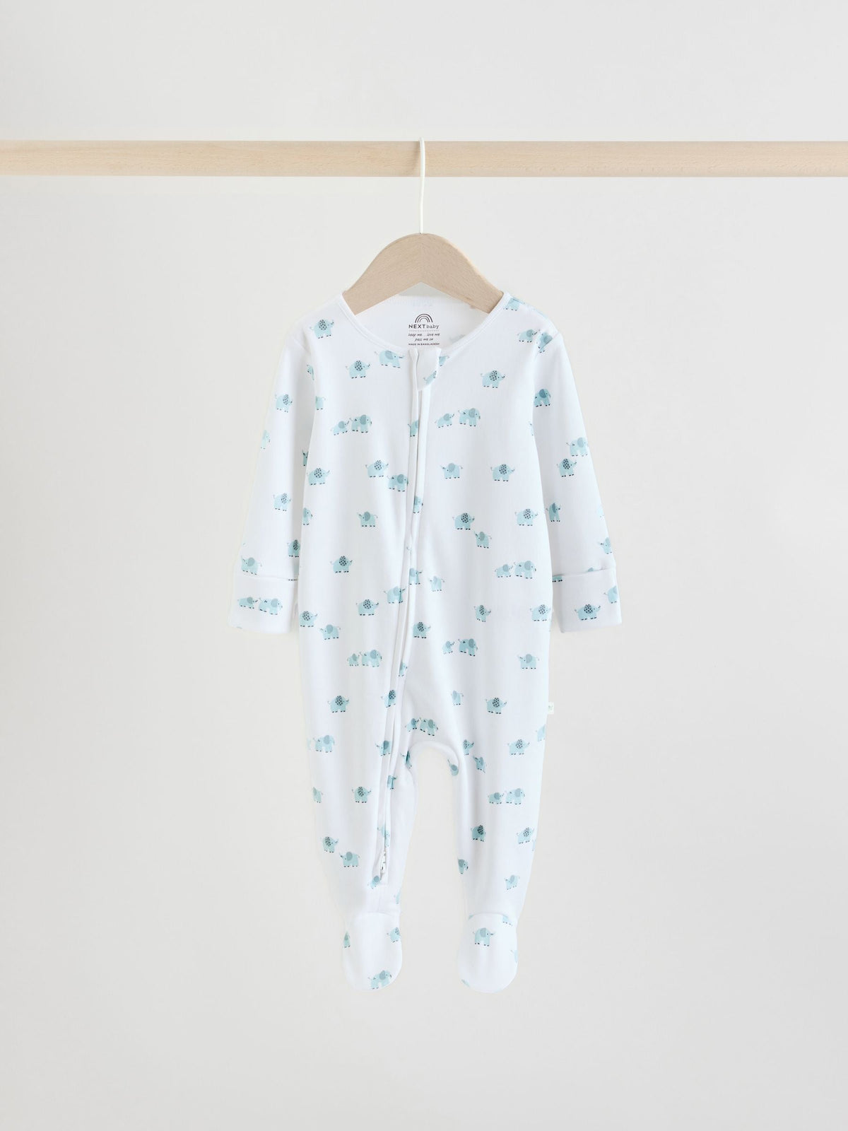 Blue Baby Linear Elephant Sleepsuits 3 Pack (0-2yrs)