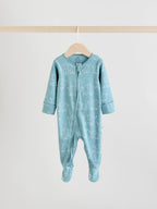 Blue Baby Linear Elephant Sleepsuits 3 Pack (0-2yrs)