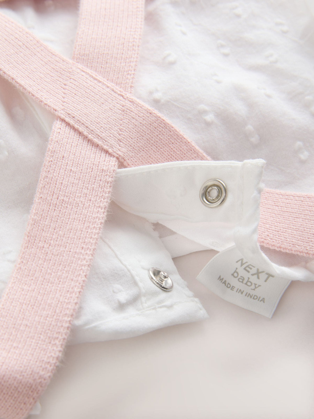 Pink/White Romper and Knitted Dungarees with Tights 3 Piece Set (0mths-2yrs)