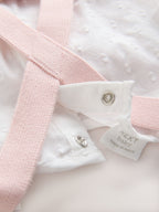 Pink/White Romper and Knitted Dungarees with Tights 3 Piece Set (0mths-2yrs)