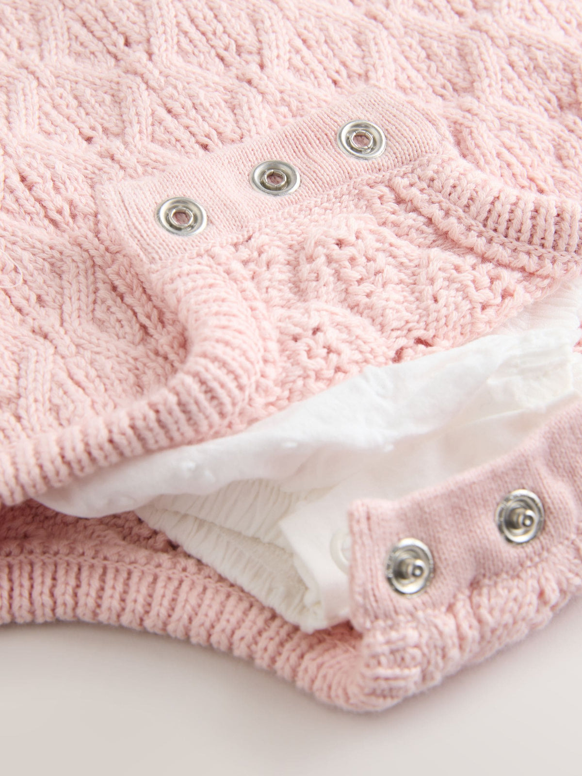 Pink/White Romper and Knitted Dungarees with Tights 3 Piece Set (0mths-2yrs)